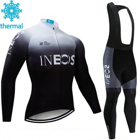 Tenue Cycliste Manches Longues et Collant à Bretelles 2019 TEAM INEOS Hiver Thermal Fleece N003